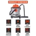 KP Tech 1200W Wet & Dry Metal Tank Vacuum Cleaner BK–VC201200