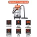 KP Tech 1400W 30L Stainless Steel Wet & Dry Vacuum Cleaner BK–VC301200