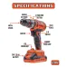 KP Tech 20V Cordless Impact Drill Kit with 47pcs Accessories CLIDK4502 KP Tech 20V Cordless Impact Drill Kit with 47pcs Accessories CLIDK4502