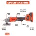 KP Tech 20V Cordless Angle Grinder BK–CLG1002